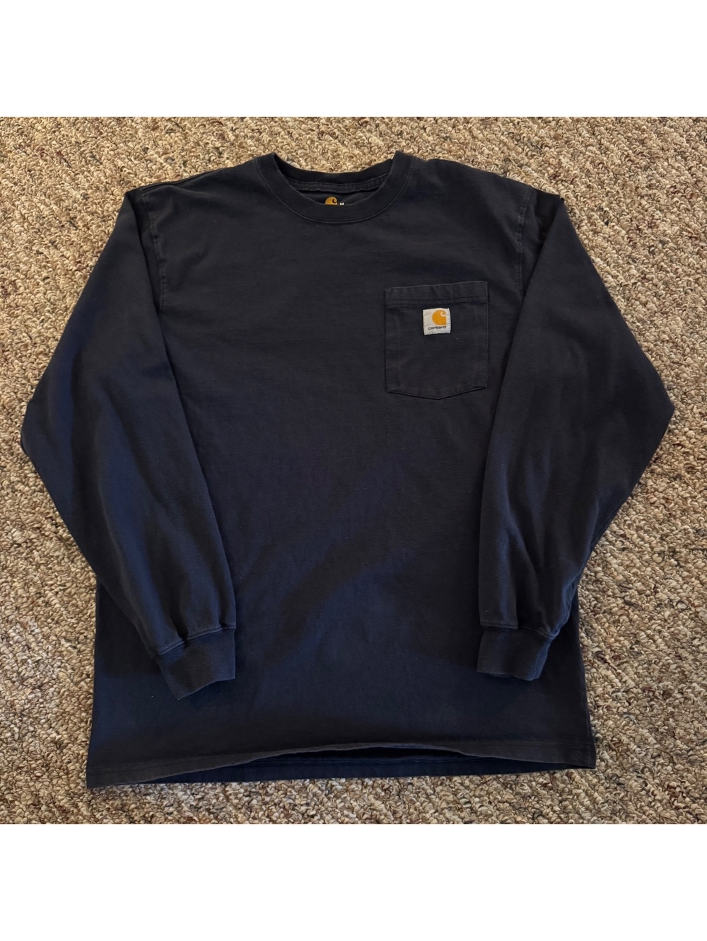 Carhartt Men’s Long Sleeve Pocket Shirt Original Fit Navy Size Medium